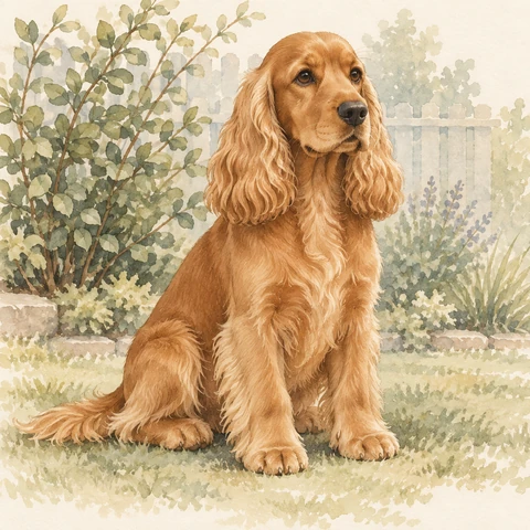Watercolour portrait of a Cocker Spaniel